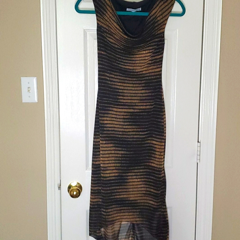 Black and Tan pattern Hi-lo Dress